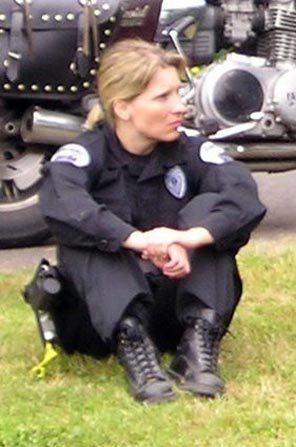 Tina Griswold, after a tactical training drill at Timberline High School in 2004 