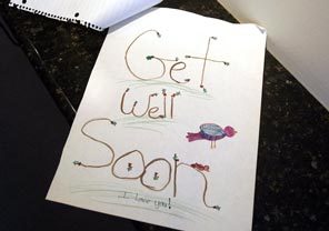 Nadra McSherry's grandchildren made her this "get well" card. 