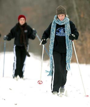 Rachel White skis near Independence Township, Mich. The sport is a great way to stay in shape during the winter.
