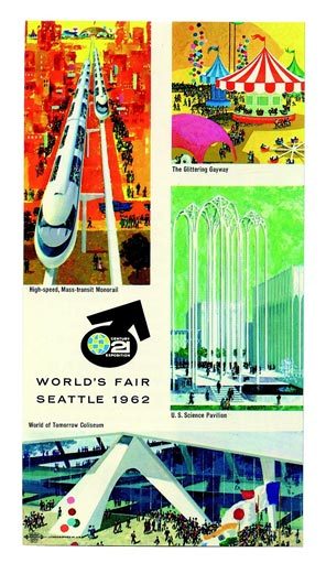 A Century 21 brochure touted some of the fair's main attractions: the high-speed monorail, the fun-filled Gayway, the elegant U.S. Science Pavilion designed by Minoru Yamasaki and the futuristic Coliseum designed by Paul Thiry.