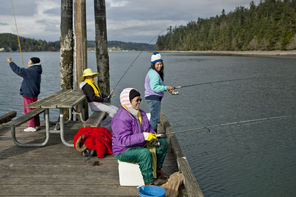 Fishing off the docks in Cornet Bay at Deception Pass State Park. 
