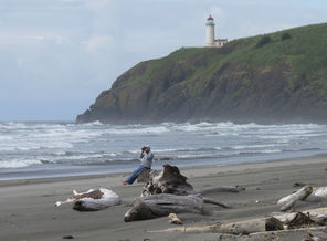 Cape Disappointment State Park includes the wave-battered Benson Beach. The park's North Head Lighthouse sits on a bluff above it. 