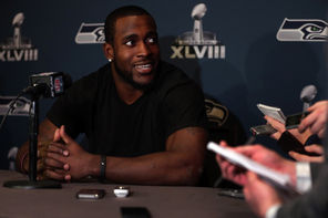  Seahawks safety Kam Chancellor answers questions Monday at the team’s hotel in Jersey City, N.J. Last offseason Chancellor received a $35 million contract extension.