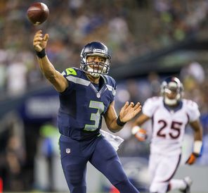 Russell Wilson had 127 yards passing with two touchdowns and no interceptions in the   Seahawks’ exhibition game against the Broncos last August.
