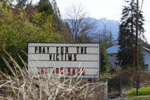 A sign next to Highway 530 near Oso after the mudslide.