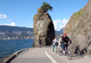 Walk or bike the seawall that circles Stanley Park, at the tip of the downtown Vancouver peninsula. 