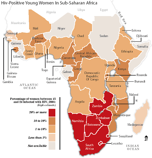 Map of HIV-Positive Young Women in Sub-Saharan Africa